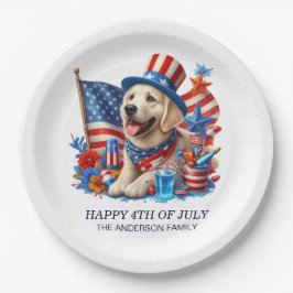 Hond Patriottische Top Hat Rood Wit Blauw Sterren  Papieren Bordje