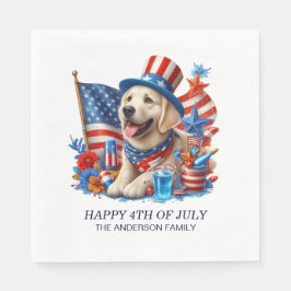 Hond Patriottische Top Hat Rood Wit Blauw Sterren  Servet