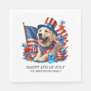 Hond Patriottische Top Hat Rood Wit Blauw Sterren  Servet