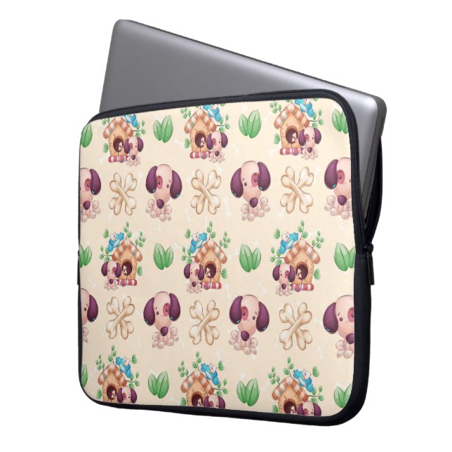 Hond patroon laptop sleeve (Voorkant Links)