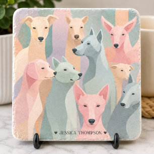 Hond Patroon Pastel Kleuren Minimalistische Illust Stenen Onderzetter