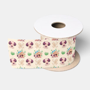 Hond patroon satijnen lint