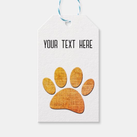Hond Paw Burlap Aged Print Cadeaulabel (Voorkant)