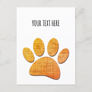 Hond Paw Burlap Aged Print Feestdagenkaart