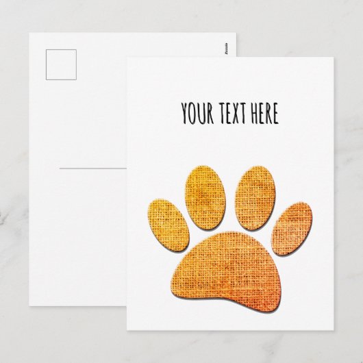 Hond Paw Burlap Aged Print Feestdagenkaart (Voorkant / Achterkant)