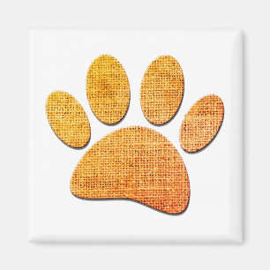 Hond Paw Burlap Aged Print Magneet