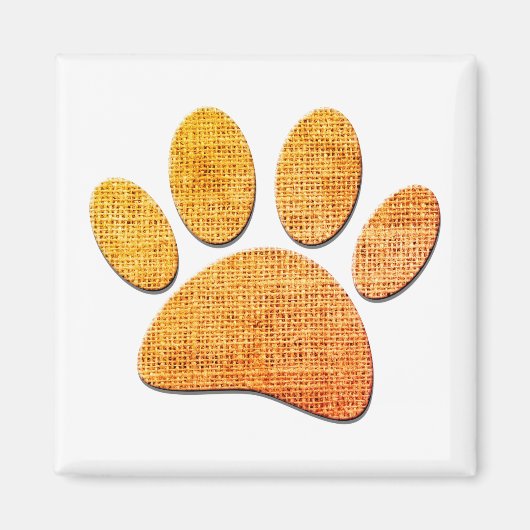 Hond Paw Burlap Aged Print Magneet (Voorkant)