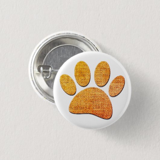 Hond Paw Burlap Aged Print Ronde Button 3,2 Cm (Voorkant /achterkant)