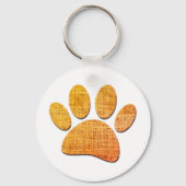 Hond Paw Burlap Aged Print Sleutelhanger (Achterkant)
