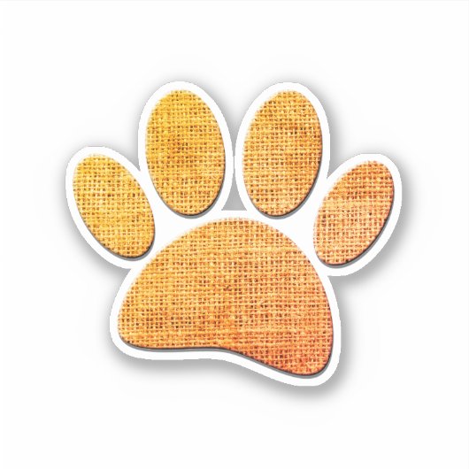 Hond Paw Burlap Aged Print Sticker (Voorkant)