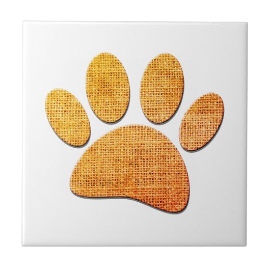 Hond Paw Burlap Aged Print Tegeltje (Voorkant)