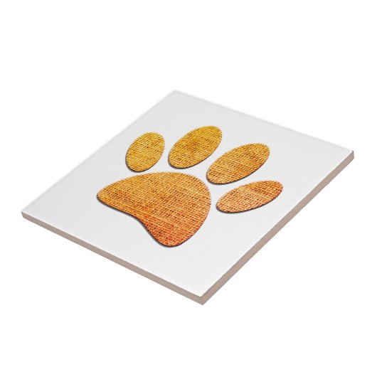 Hond Paw Burlap Aged Print Tegeltje (Zijkant)