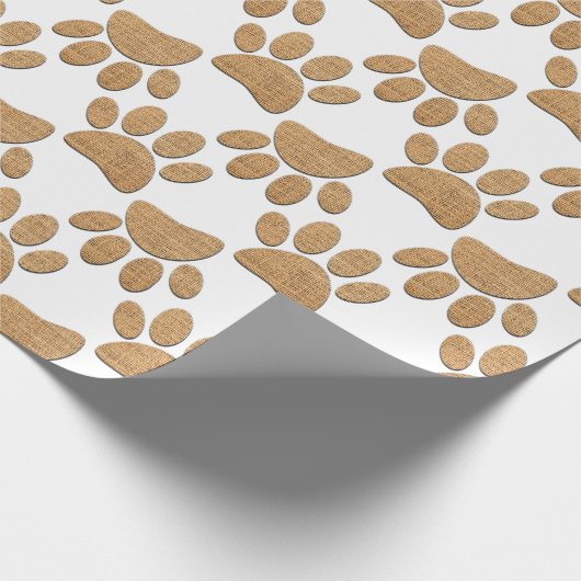 Hond Paw Burlap Print Cadeaupapier (Hoek)