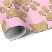 Hond Paw Burlap Print Cadeaupapier (Rol Hoek)