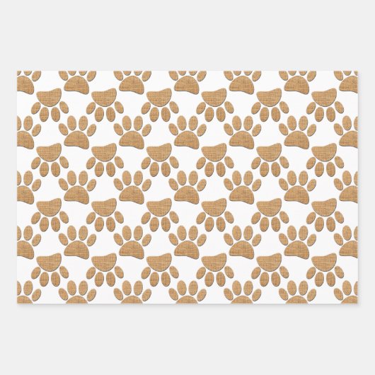 Hond Paw Burlap Print Inpakpapier Vel (Voorkant)