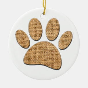 Hond Paw Burlap Print Keramisch Ornament