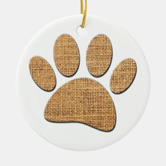 Hond Paw Burlap Print Keramisch Ornament (Voorkant)