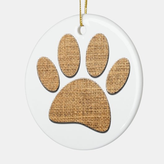 Hond Paw Burlap Print Keramisch Ornament (Links)