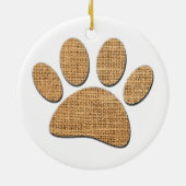 Hond Paw Burlap Print Keramisch Ornament (Achterkant)