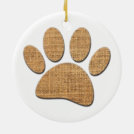 Hond Paw Burlap Print Keramisch Ornament (Achterkant)