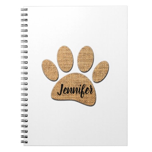 Hond Paw Burlap Print Notitieboek (Voorkant)