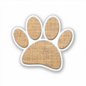 Hond Paw Burlap Print Sticker (Voorkant)