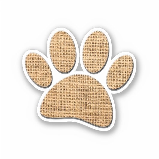Hond Paw Burlap Print Sticker (Voorkant)