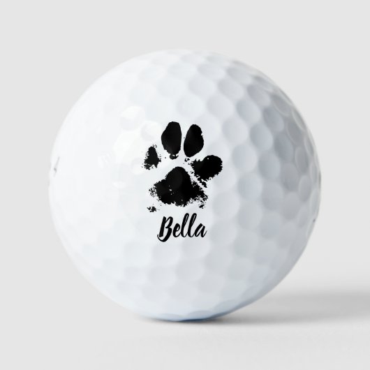 Hond Paw Print aangepaste naam handtekening Golfballen (Voorkant)
