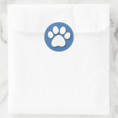 Hond Paw Print Blauwe Achtergrond V01 Ronde Sticker (Tas)