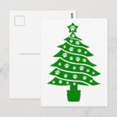 Hond Paw Print Groene Kerstboom Briefkaart (Voorkant / Achterkant)