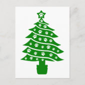 Hond Paw Print Groene Kerstboom Briefkaart (Voorkant)