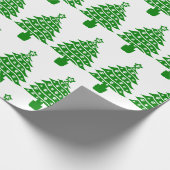 Hond Paw Print Groene Kerstboom Cadeaupapier (Hoek)