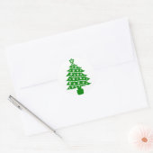 Hond Paw Print Groene Kerstboom Ronde Sticker (Envelop)