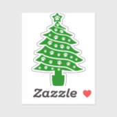 Hond Paw Print Groene Kerstboom Sticker (Vel)