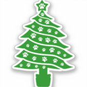 Hond Paw Print Groene Kerstboom Sticker (Voorkant)