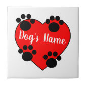 Hond Paw Print Liefde Met Aangepaste Naam Tegeltje (Voorkant)