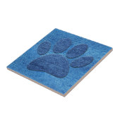 Hond Pawprint Blauw Denim Pint Tegeltje (Zijkant)