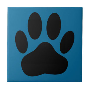 Hond Pawprint Blauwe Achtergrond Tegeltje