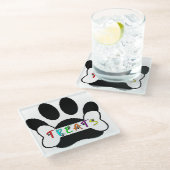 Hond Pawprint Bone Treats Custom Individual Glazen Onderzetter (Schuin)