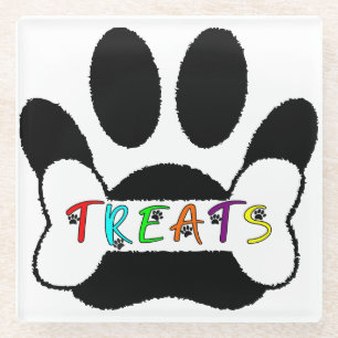 Hond Pawprint Bone Treats Custom Individual Glazen Onderzetter