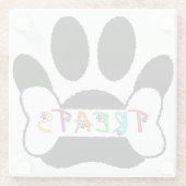 Hond Pawprint Bone Treats Custom Individual Glazen Onderzetter (Achterkant)