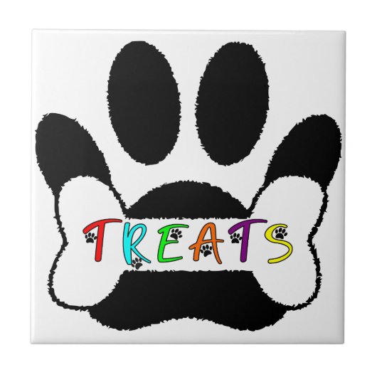 Hond Pawprint Bone Treats Custom Individual Tegeltje (Voorkant)