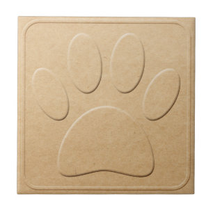 Hond Pawprint Faux reliëf gerecycled papier afdruk Tegeltje
