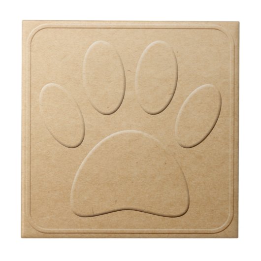 Hond Pawprint Faux reliëf gerecycled papier afdruk Tegeltje (Voorkant)