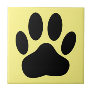 Hond Pawprint Gele Achtergrond Tegeltje