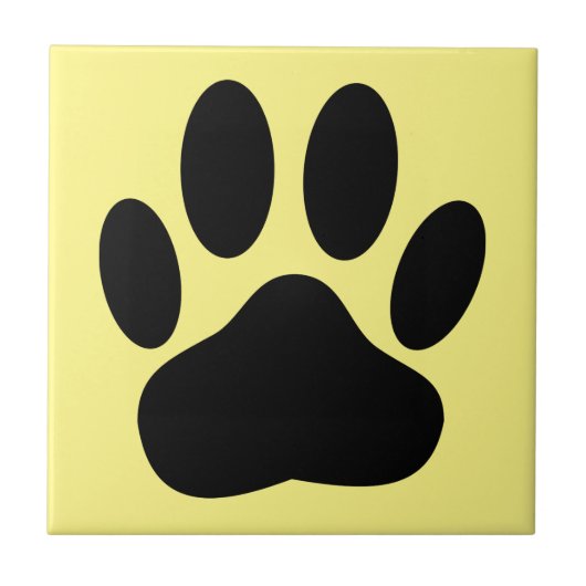 Hond Pawprint Gele Achtergrond Tegeltje (Voorkant)