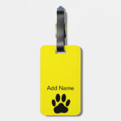 Hond Pawprint Helder Geel Bagagelabel (Achterkant verticaal)