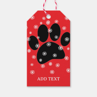 Hond Pawprint Kerst Sneeuwvlokken Custom Cadeaulabel