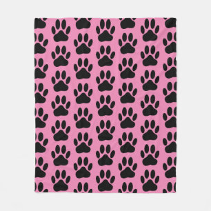 Hond Pawprint op roze fleece deken