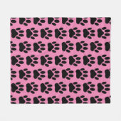 Hond Pawprint op roze fleece deken (Voorkant (Horizontaal))